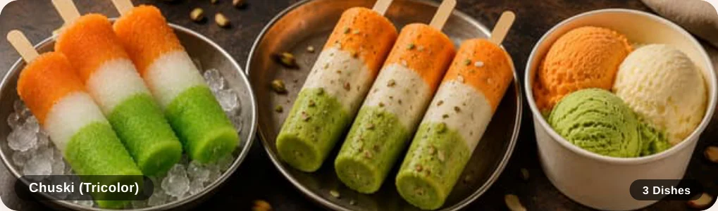 Tricolor Chuski, Kulfi and Icecream add-on, Independence Day
